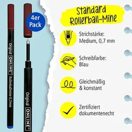 Online Schreibgeräte ONLINE® Rollerball-Minen Gelschreiberminen blau 0,7 mm 4 St.