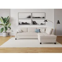 Ecksofa DOMO COLLECTION "Florentina zeitlos und elegant, Sitznähte als Designelement, L-Form", beige (cream), B:243cm H:84cm T:209cm, Struktur fein (100% Polyester);Luxus-Microfaser (100% Polyester);Luxus-Microfaser in Chenille-Optik (100% Polyester);Microvelour (100% Polyester);Webstoff (100% Polyester), Sofas, Ecksofa, wahlweise mit Bettfunktion, mit Kontrastnaht, Komfortsitzhöhe 47cm