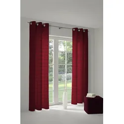 Vorhang WIRTH "Toco-Karo" Gr. 1, rot, B:132cm H:145cm, Chenille, Polyacryl, Gardinen