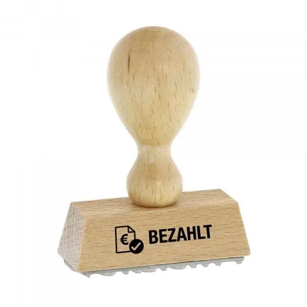 Holzstempel BEZAHLT (50 x 9 mm) Textstempel