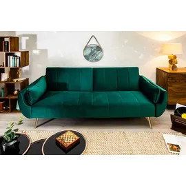 Riess-Ambiente Retro Schlafsofa DIVANI 220cm smaragdgrün Samt goldene Metallfüße 3-Sitzer mit Bettfunktion