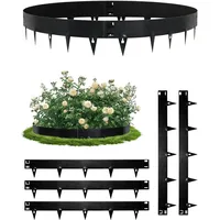 Cortenstahl Rasenkante,5 Stück Rasenkante Metall, 107.5 * 15cm Beeteinfassung Metall mit Berührschutz, 1,5mm dick Cortenstahl Beeteinfassung für Garten Pflanzkübel Umzäunung (Schwarz)