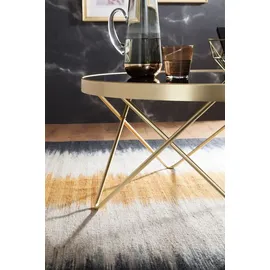 FineBuy Couchtisch Schwarz Gold Glas Ø 82 cm