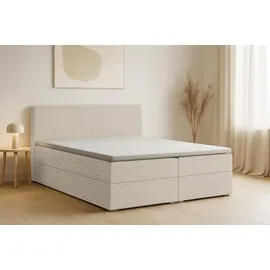 dein schlaf 24 BOXBETT LON III 160/200 in Cord Ecru H3 - Naturbelassen