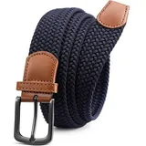 Gürtel Herren Stretch Stoff 35mm Blau 130-135cm (Gesamtlänge 150cm)
