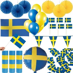 Schweden Länder Party Deko Set 242 tlg. Partyset blau gelb Partydeko Fussball WM EM