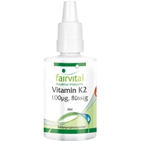Fairvital | Vitamin K2 MK-7 Tropfen 100μg - All-Trans Gehalt mind. 99,5% - Natürlich und fermentiert aus Natto - 30ml