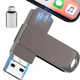 USB Stick 256gb 3-in-1 mit USB-C Adapter, Externer Speicherstick für Phone, Android, Pad, PC und Laptop – Schnelles Daten- und Foto-Backup, kompatibel mit iOS und Android,(Schwarz)