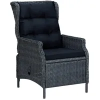 vidaXL Polyrattan Gartensessel 57 x 88 x 100 cm dunkelgrau inkl. Auflagen 313300