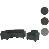 Mendler Modular Sofa-System Couch-Garnitur Lyon 4-1, Stoff/Textil ~ anthrazit-grau