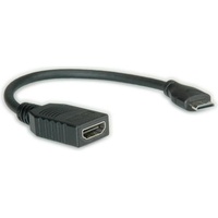 Value HDMI High Speed Kabel mit Ethernet, HDMI BU - Mini HDMI ST 0,15m Schwarz 11.99.5586 Geschirmt