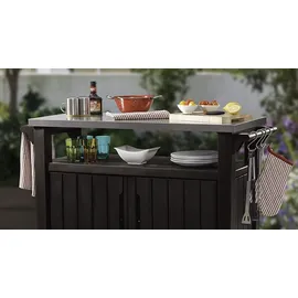 KETER Grilltisch 134 x 88 cm Edelstahl Braun
