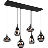 Trio Pendelleuchte Lumina 6-flammig schwarz/chrom, Glas