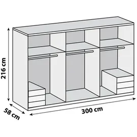 WIMEX Level 300 x 216 x 58 cm Plankeneiche Nachbildung/graphit mit Schubladen
