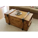 Uncle Joe ́s Holzkiste Truhe Couchtisch Beistelltisch Vintage Shabby chic Landhaus Massivholz nussbaum