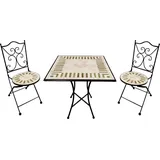 Axi Camilla Bistroset 3-teilig mit Mosaik im Toskanischen Stil | Bistrotisch mit 2 Stühlen | Bistro Gartenmöbel Set für Garten / Balkon / Terras... | Braun