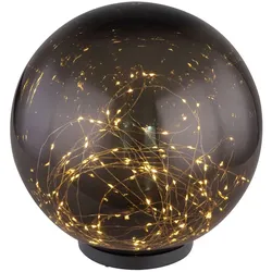 LED Solar Stecklampe, Kugel rauch, Lichterkette, D 30 cm