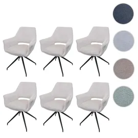 Mendler Esszimmerstuhl HWC-M53 Stoff creme-weiß 6er Set