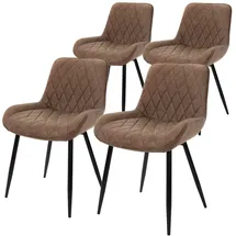 ML-Design 4er Set Esszimmerstühle mit Rücken- und Armlehnen, Braun, PU-Kunstleder