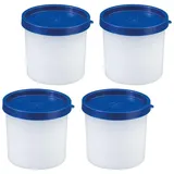Westmark 4 Kräuter-/Gefrierdosen, inkl. Deckel, Füllvolumen: je 200 ml, stapelbar, Kunststoff, Trio, Farbe: Transparent/Blau, 25842270, Kräuterdosen 0,2 L