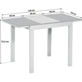 Merxx Ausziehtisch 120 x 70 x 75,5 cm silber