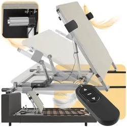 tectake® Elektrische Rückenlehne, stufenlos verstellbare Höhe, Breite und Länge, Belastbarkeit 90 kg, Polyesterbezug, 110 x 243 x 62 cm