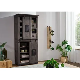 Massivmoebel24 Schrank Mango 80 x 175 x 45 cm Grau