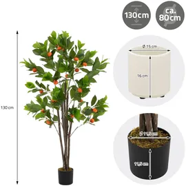 ML-Design Kunstpflanze Orangenbaum 130 cm, aus Kunststoff,