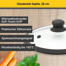 Krüger Glasdeckel mit Silikonrand 28 cm, schwarz, Glas, 28 x 28 x 2 cm