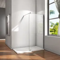130x200cm Walk in Duschwand Duschtrennwand 8mm Easy-clean Nano Glas Duschabtrennung mit Stabilisierungsstange