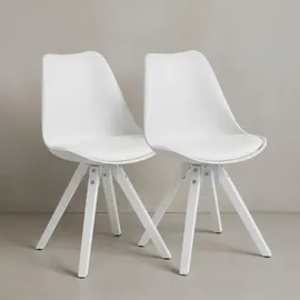 KADIMA DESIGN Esszimmerstühle LUND Set: Kunstlederbezug, Weiße Beine, Filzgleiter, einfache Montage, 2er Set.