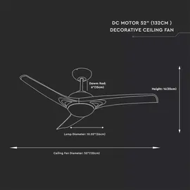 V-Tac Deckenventilator 132 cm Holzventilator Braun