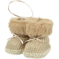 Christbaumschmuck 10cm Winterstiefel Figur Bruchfest Strickoptik Weihnachtsbaum Anhänger Weihnachten Weihnachtsbaumschmuck Stiefel Schuhe Hellbraun