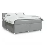 vidaXL Boxspringbett mit Matratze Hellgrau 180x200 cm Stoff