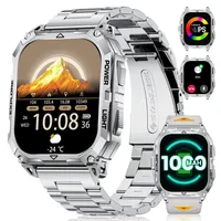 Militär Smartwatch Herren mit 1000 mAh,2,01" HD Großes Touchscreen Smartwatch mit Telefonfunktion/Herzfrequenz/SpO2/Schlafmonitor, IP68 Wasserdicht Fitnessuhr mit 120+Sportmodi für iOS Android,Silber