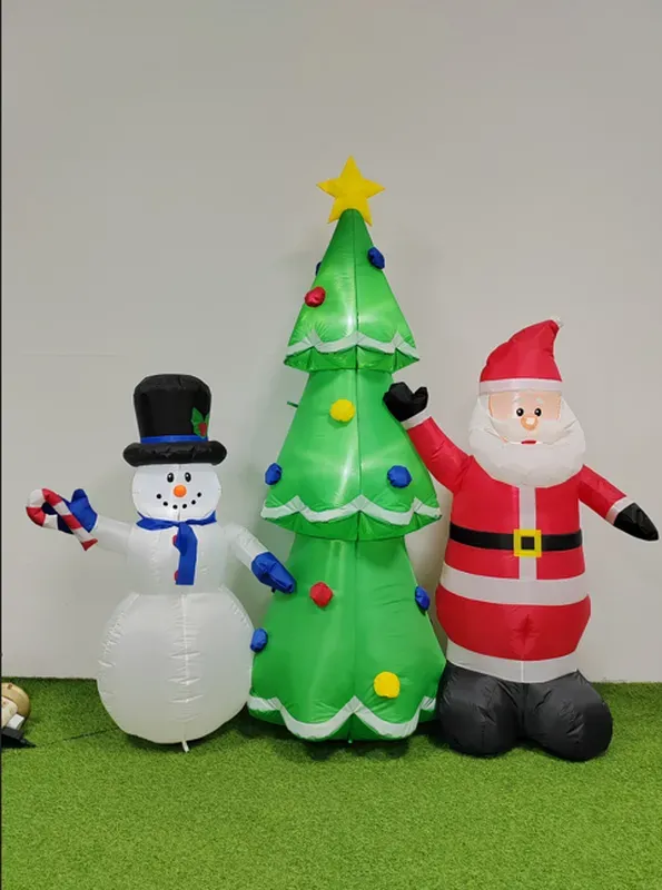 Festive 1.8 m Santa Claus with snowman and tree – LED illuminated with accessories 1.00 piece per unit