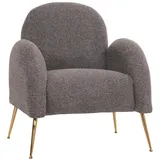 Mendler Lounge-Sessel HWC-N69, Cocktailsessel Sessel, Retro Nosagfederung Stoff/Textil Chenille ~ dunkelgrau