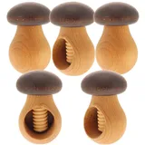 5 Stück im Set, Nussknacker Pilz braun metallverstärkt Buchenholz 10 cm