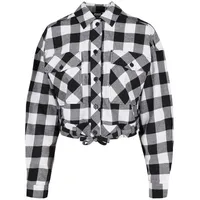 URBAN CLASSICS Oversized Check Langarmhemd Black / White 3XL