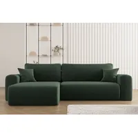 Kaiser Möbel Ecksofa mit Schlaffunktion L-förmiges Sofa Capri Stoff Poso Grün Links