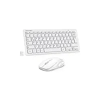 TECKNET Kabelloses Tastatur Maus Set, Deutsch QWERTZ Layout, 2.4 GHz Funk Mini Tastatur Mouse, 15m Reichweite Wireless Verbindung, Wireless Leise Funktastatur mit Maus für PC/Laptop/Smart TV, Weiß