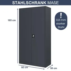 Jan Nowak Werkzeugschrank mit Lochwand BRUNO 5 Ebenen Abschließbar Metallschrank mit Werkzeugwand Werkstattschrank 185x92x50cm Anthrazit