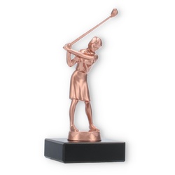 Pokal Metallfigur Golf Damen bronze auf schwarzem Marmorsockel 14,5cm