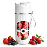 Tragbarer Mixer, 400ml Smoothie Maker to Go, Elektrischer USB-Entsafter, Kleiner Mixer, Mixbecher Mit 10 Klingen Für Shakes Saft Babynahrung Smoothies Reisen Fitnessstudio (Weiß)