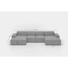 Fun Möbel Wohnlandschaft Sofa U-Form CELES PREMIUM XS in Stoff Scala Saphirblau