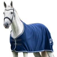 EQUILYX® Abschwitzdecke Pferd [perfekte Passform] Fleecedecke Stalldecke Transportdecke wärmend feuchtigkeitsabsorbierend atmungsaktiv (Royalblau, 145)