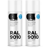 COSMOS LAC Sprühlack Sprühdose - 400ml - Sprühfarbe für den DIY-Bereich, geeignet für alle Oberflächen - Lackspray (2, RAL 9010 - reinweiß glänzend)