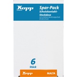Kopp Malta Spar-Pack 6X 1-Fach für den Haushalt, 250V (16A), IP20, Schutzkontakt-Steckdose mit erhöhtem Berührungsschutz, Unterputz, einfache Wandmontage, arktis-weiß,