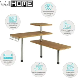 WellHome - Bambus-Eckregal für die Küche, kompakt und elegant 45x43x38,5cm