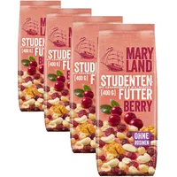 Maryland Studentenfutter Berry 400g - Cranberries, Erdnusskerne, Walnusskerne in Nuss Frucht Mischung - mit Erdnusskernen aus eigener Röstung in Deutschland - ohne Rosinen (1x 400g) (Packung mit 4)